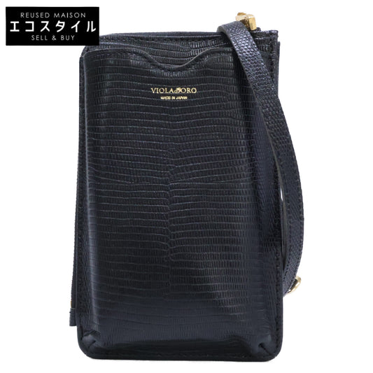 VIOLAd'ORO ヴィオラドーロ 【新品同様】V-1289 ADRIA 型押しレザー スマートフォンポシェット ショルダーバッグ