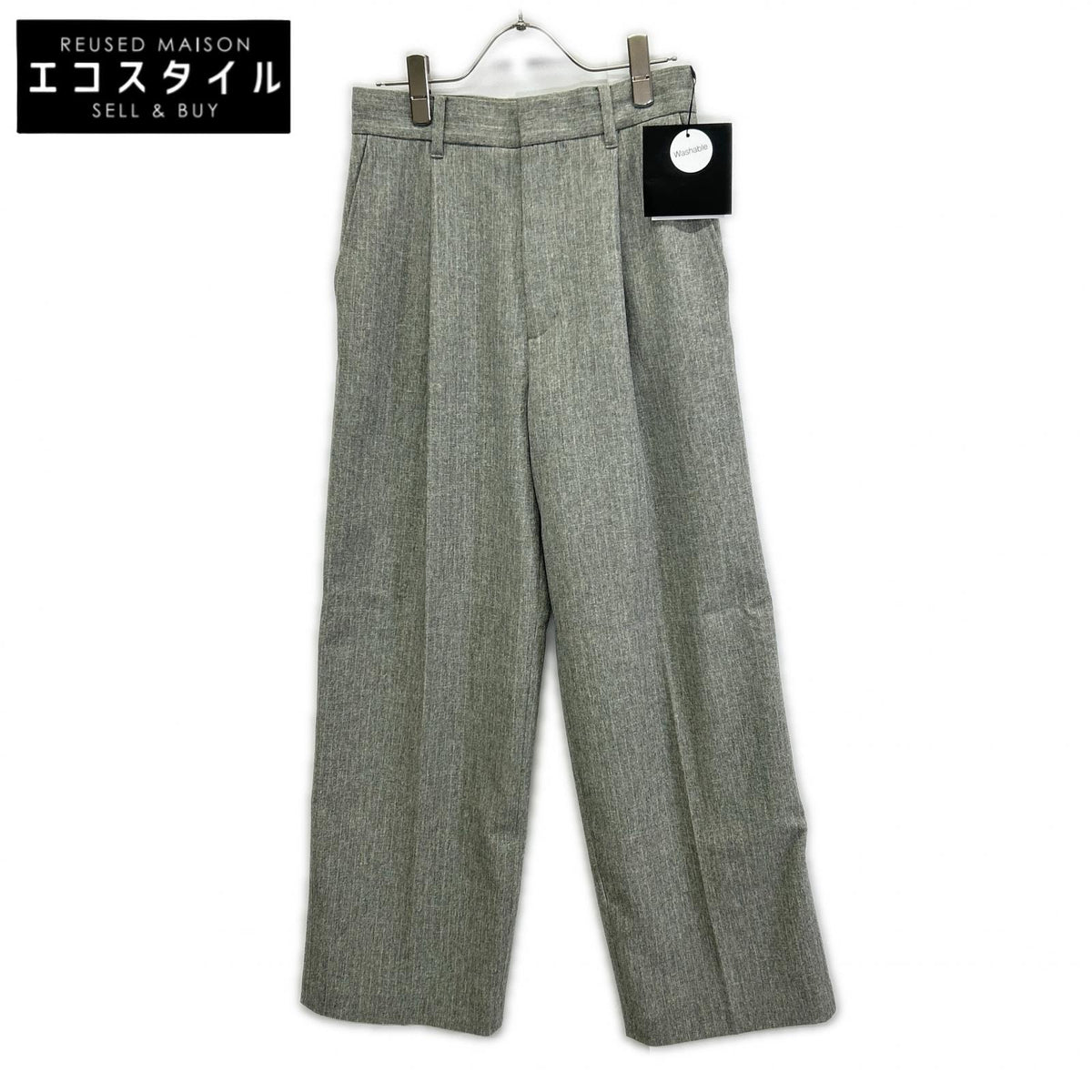 MICA & DEAL Mica & Deal 0125403308 Gray Worsted-Wool Pleated Pants Bottoms