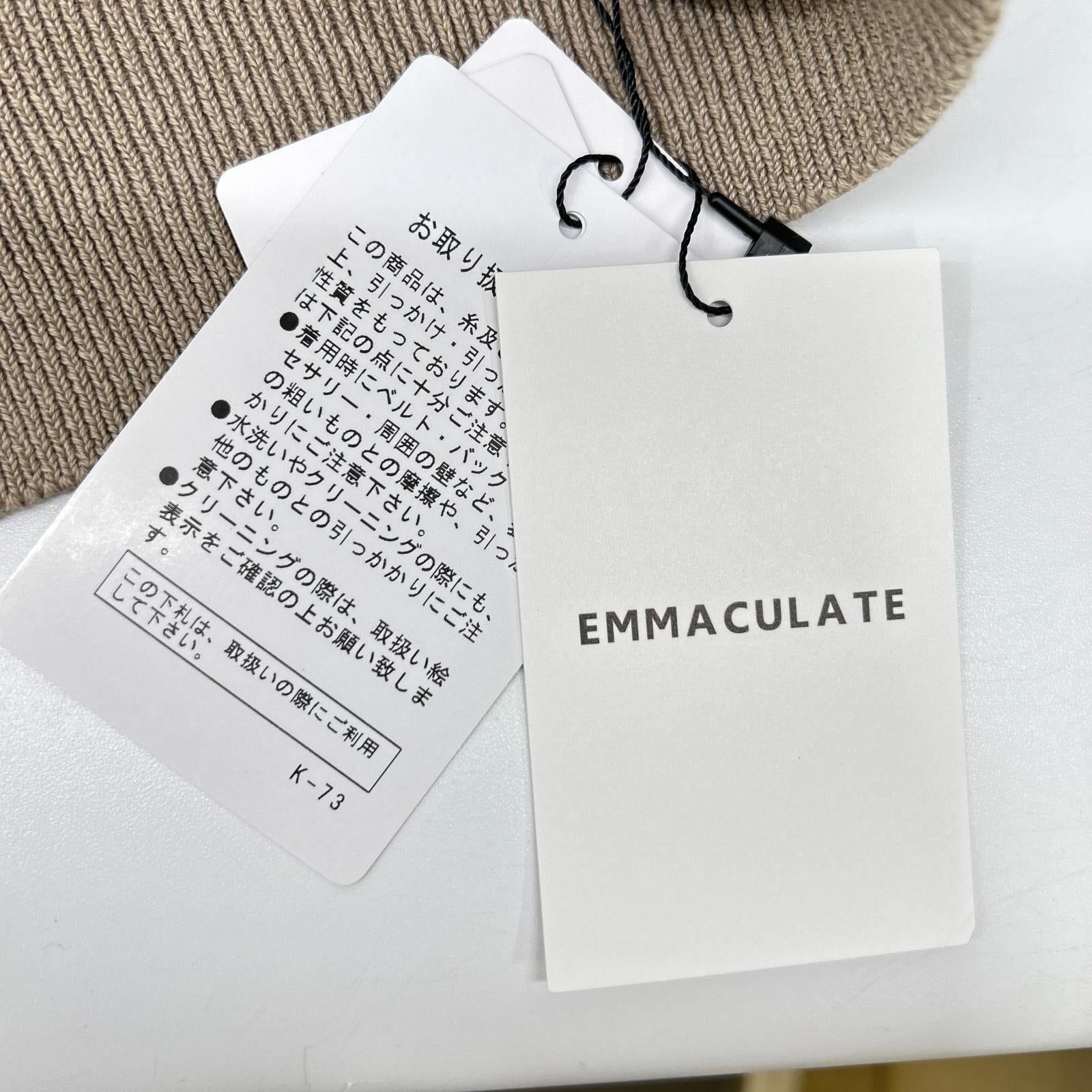 emmaculate エマキュレイト 2252K-01335 カーキ 10G片畦Vネックニット トップス