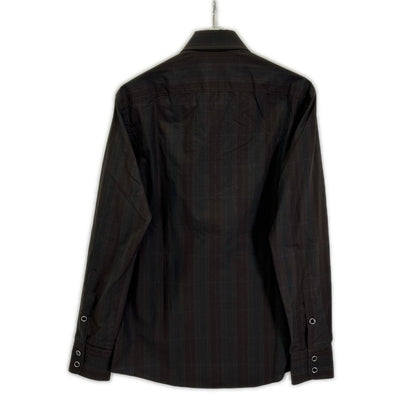 GUCCI グッチ G9IOGB ダークブラウンストライプ ウエスタンシャツ トップス