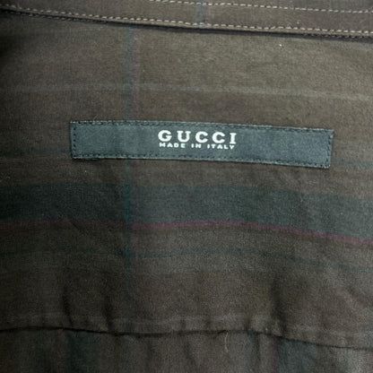 GUCCI グッチ G9IOGB ダークブラウンストライプ ウエスタンシャツ トップス