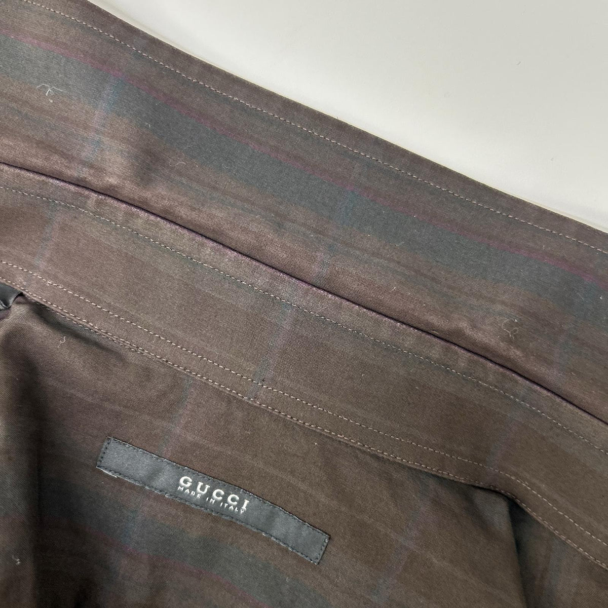 GUCCI グッチ G9IOGB ダークブラウンストライプ ウエスタンシャツ トップス
