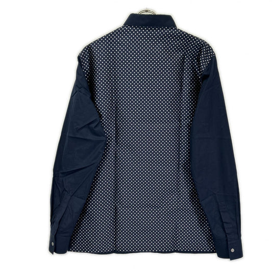 HERMES エルメス ネイビー シャツ ドット柄 コットン シャツ トップス