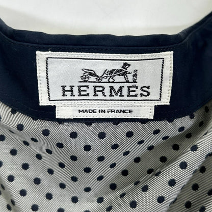 HERMES エルメス ネイビー シャツ ドット柄 コットン シャツ トップス