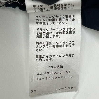 HERMES エルメス ネイビー シャツ ドット柄 コットン シャツ トップス
