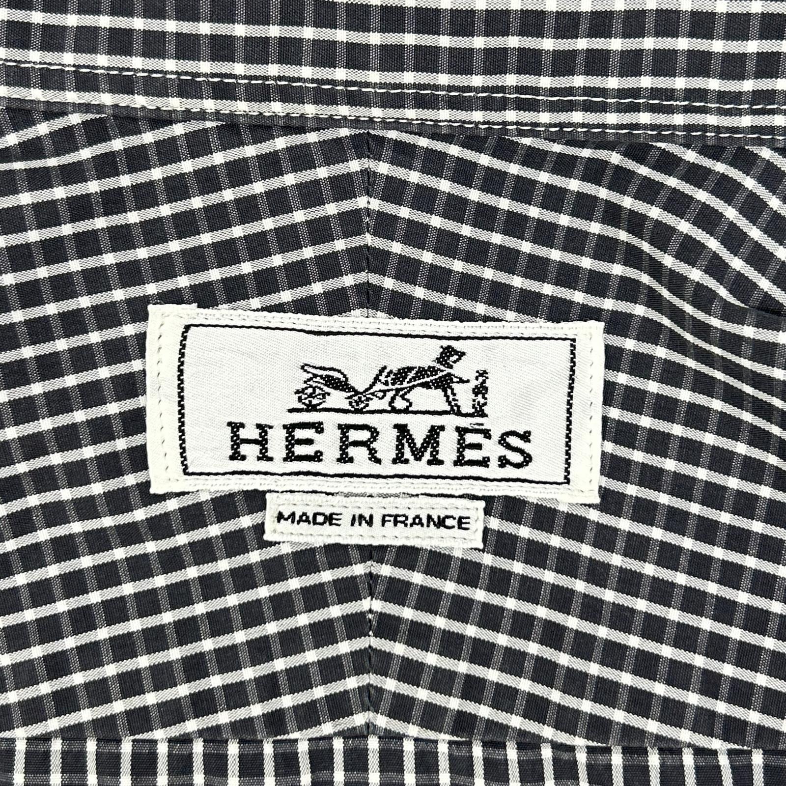 HERMES エルメス チェック コットン　長袖シャツ トップス