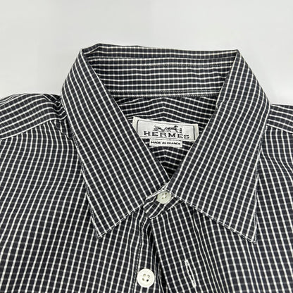 HERMES エルメス チェック コットン　長袖シャツ トップス