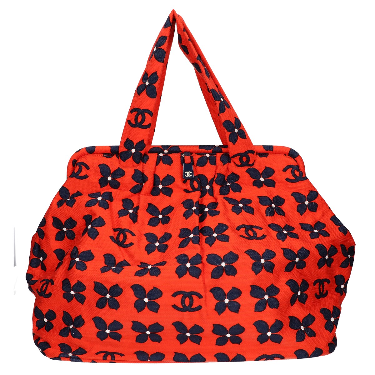 CHANEL シャネル 7番 ココマーク フラワー キャンバス がま口 トートバッグ