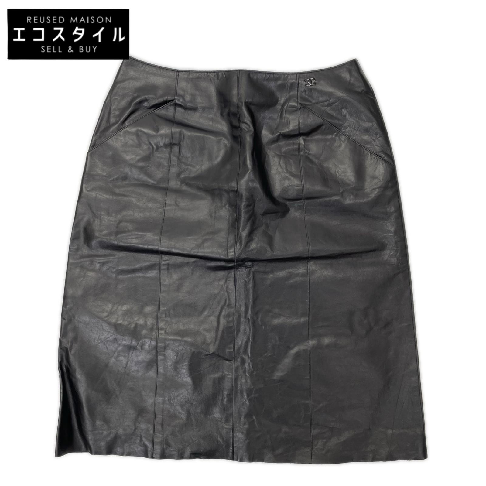 CHANEL シャネル 02A P20261 ココマーク レザースカート スカート
