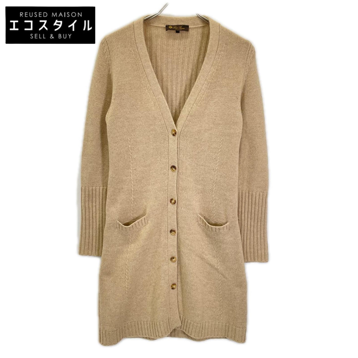 Loro Piana ロロピアーナ ベージュ ミドルゲージ カシミヤ ロングニットカーディガン トップス