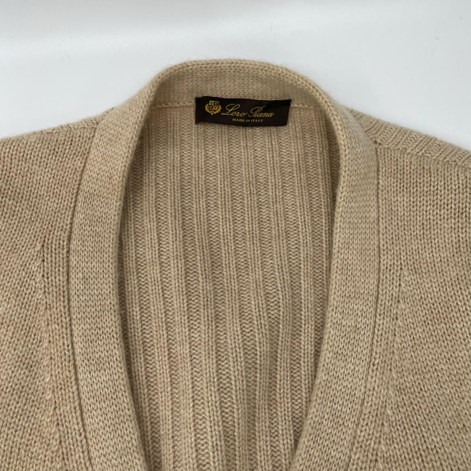 Loro Piana ロロピアーナ ベージュ ミドルゲージ カシミヤ ロングニットカーディガン トップス
