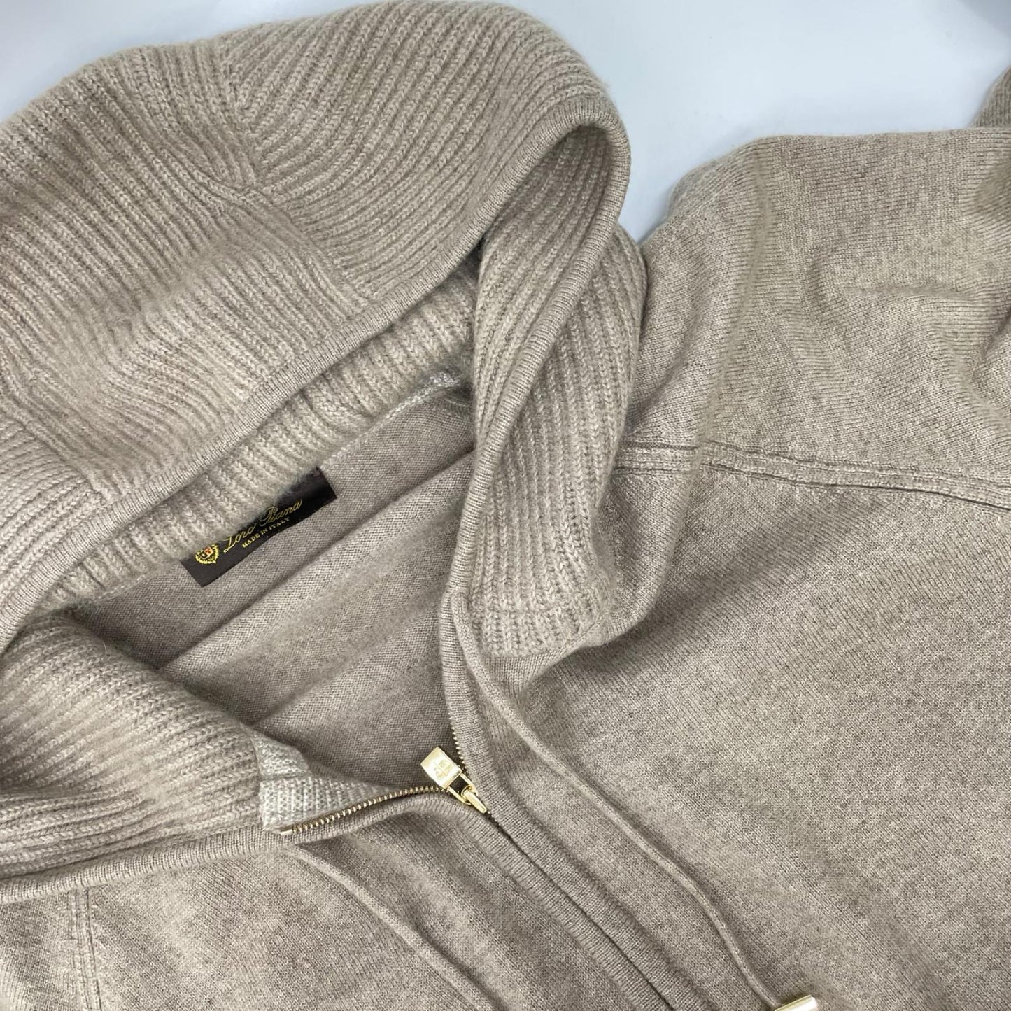 Loro Piana ロロピアーナ ベージュ ドローコード カシミヤ フーディニットコート コート