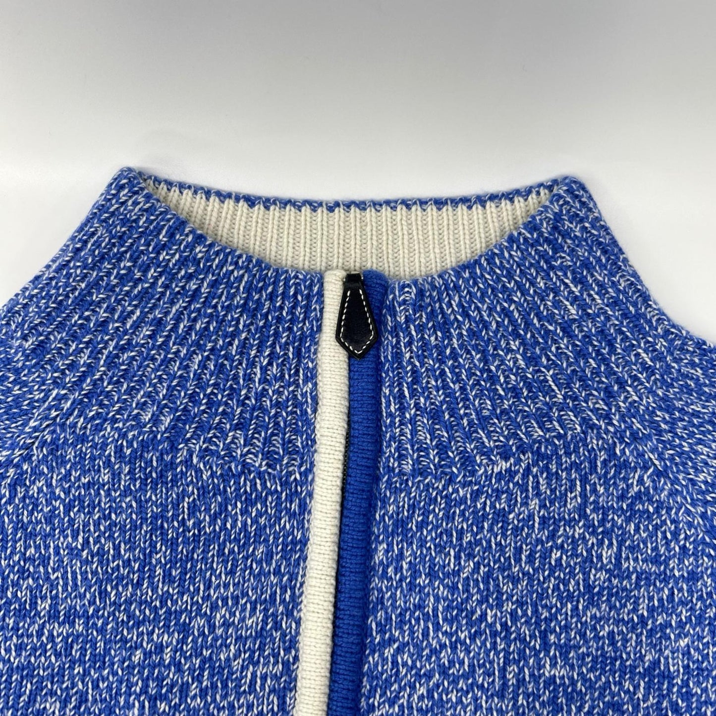 HERMES エルメス ブルー カシミヤ×シルク ハーフジップニット トップス