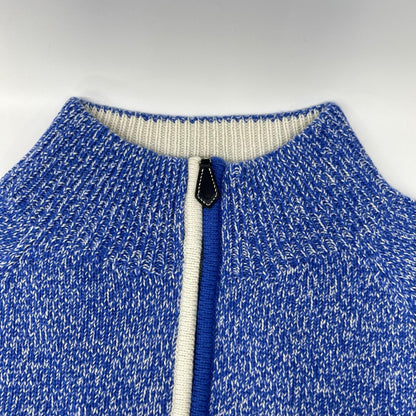 HERMES エルメス ブルー カシミヤ×シルク ハーフジップニット トップス