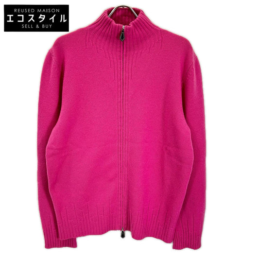 HERMES エルメス ピンク カシミヤ ダブルジップ ドライバーズニット ジャケット
