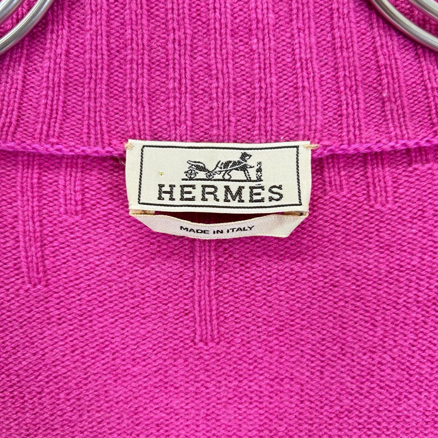 HERMES エルメス ピンク カシミヤ ダブルジップ ドライバーズニット ジャケット