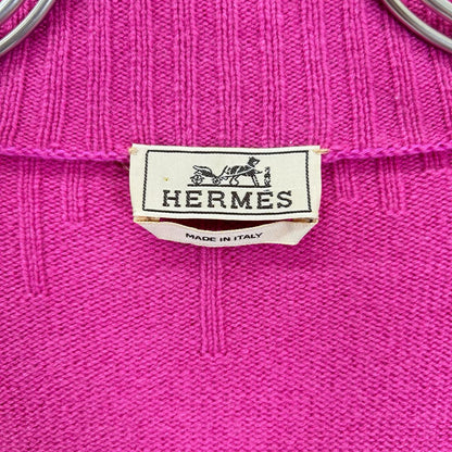 HERMES エルメス ピンク カシミヤ ダブルジップ ドライバーズニット ジャケット