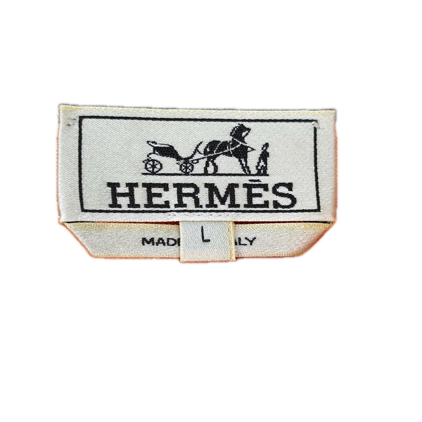 HERMES エルメス オレンジ リネン×シルク Vネック チルデンサマーニット トップス