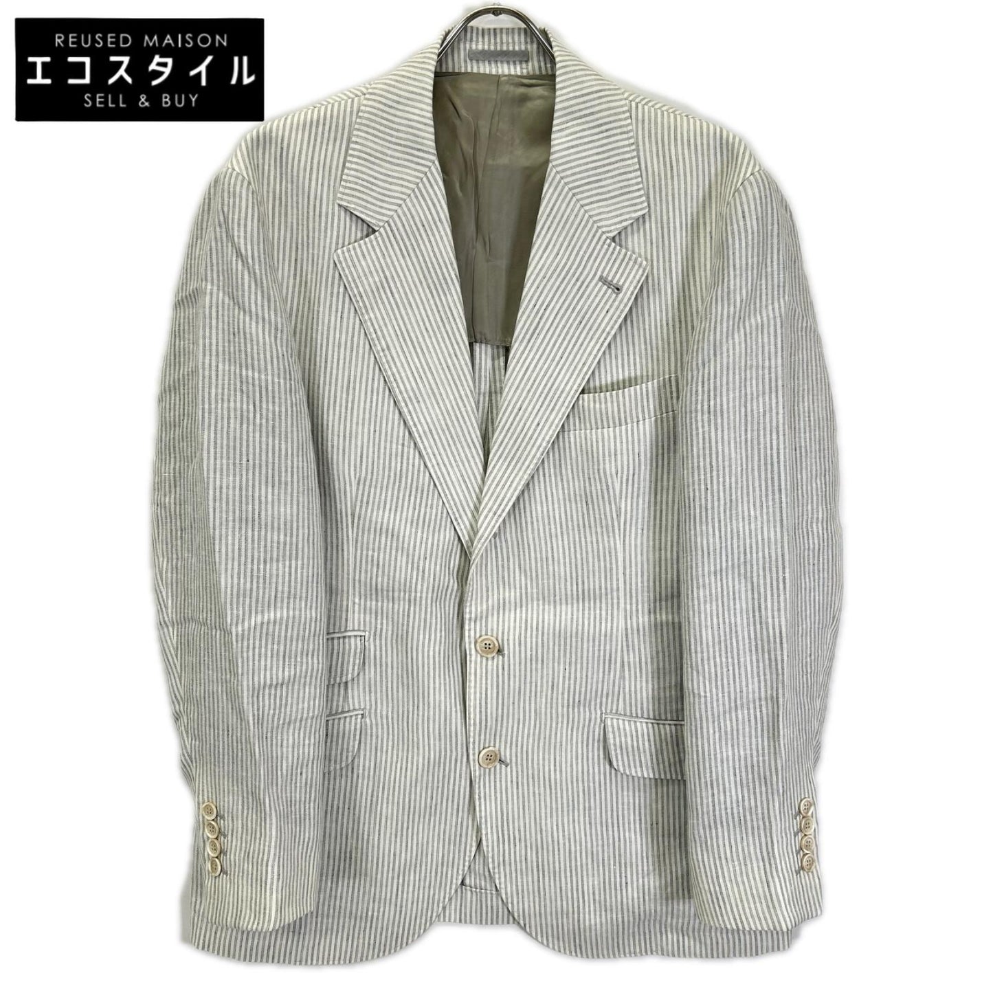 BRUNELLO CUCINELLI ブルネロクチネリ ストライプ リネン シングルジャケット ジャケット