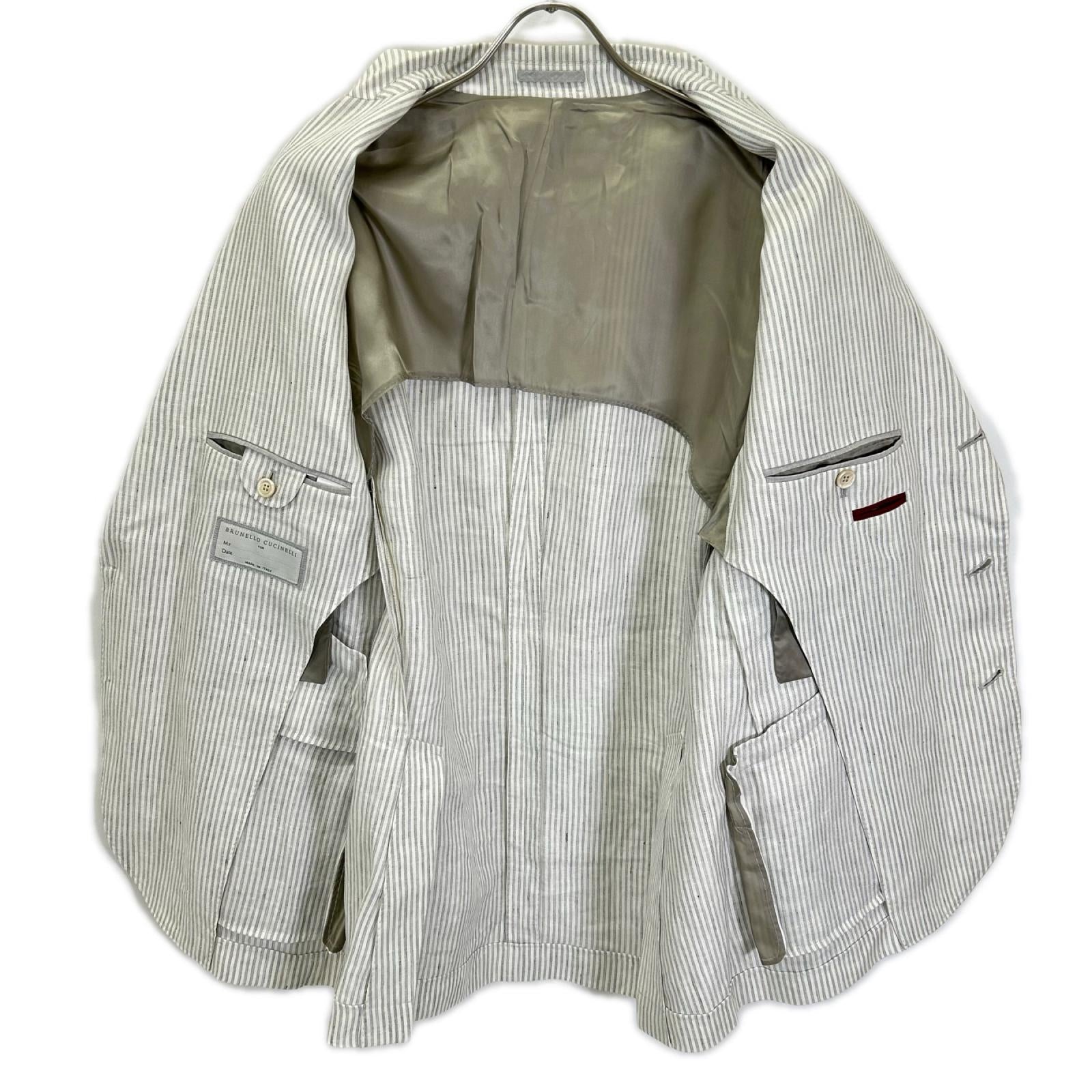 BRUNELLO CUCINELLI ブルネロクチネリ ストライプ リネン シングルジャケット ジャケット