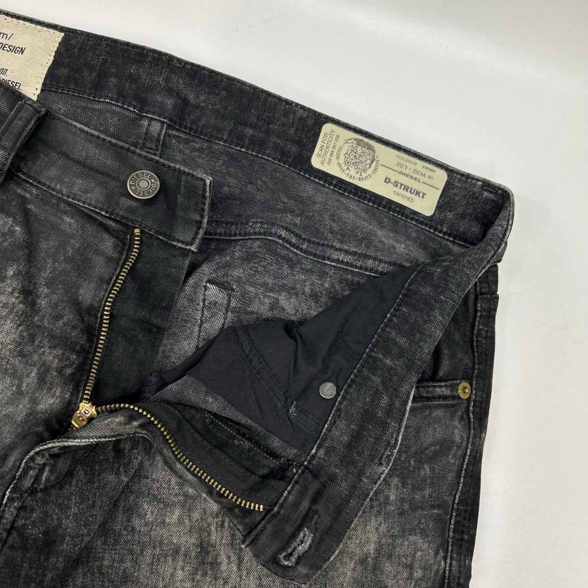 DIESEL ディーゼル D-STRUKT USED加工 ストレッチブラックデニム ボトムス