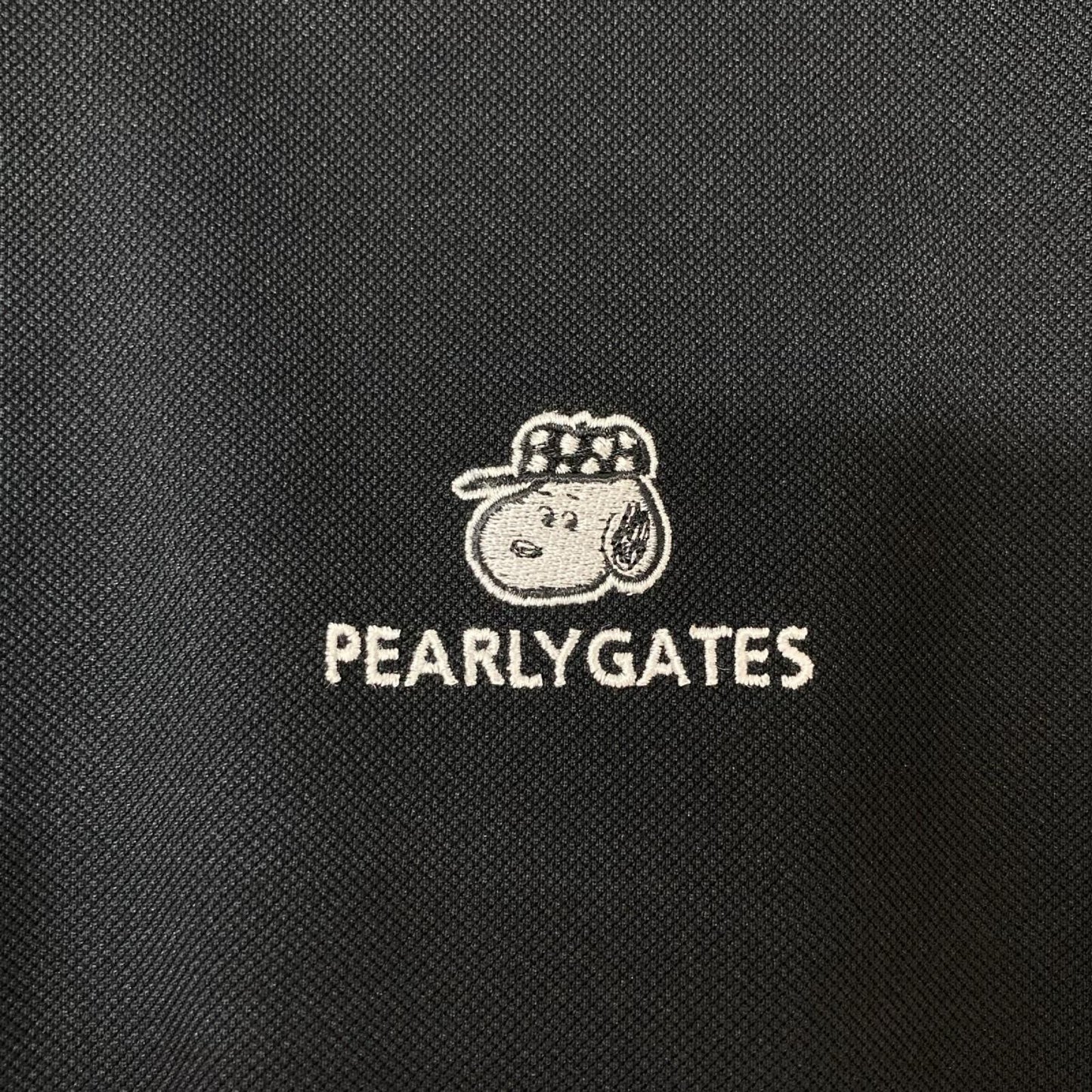 PEARLY GATES パーリーゲイツ 053-5260031 ×ピーナッツ スヌーピー刺繍 ブラック ポロシャツ トップス