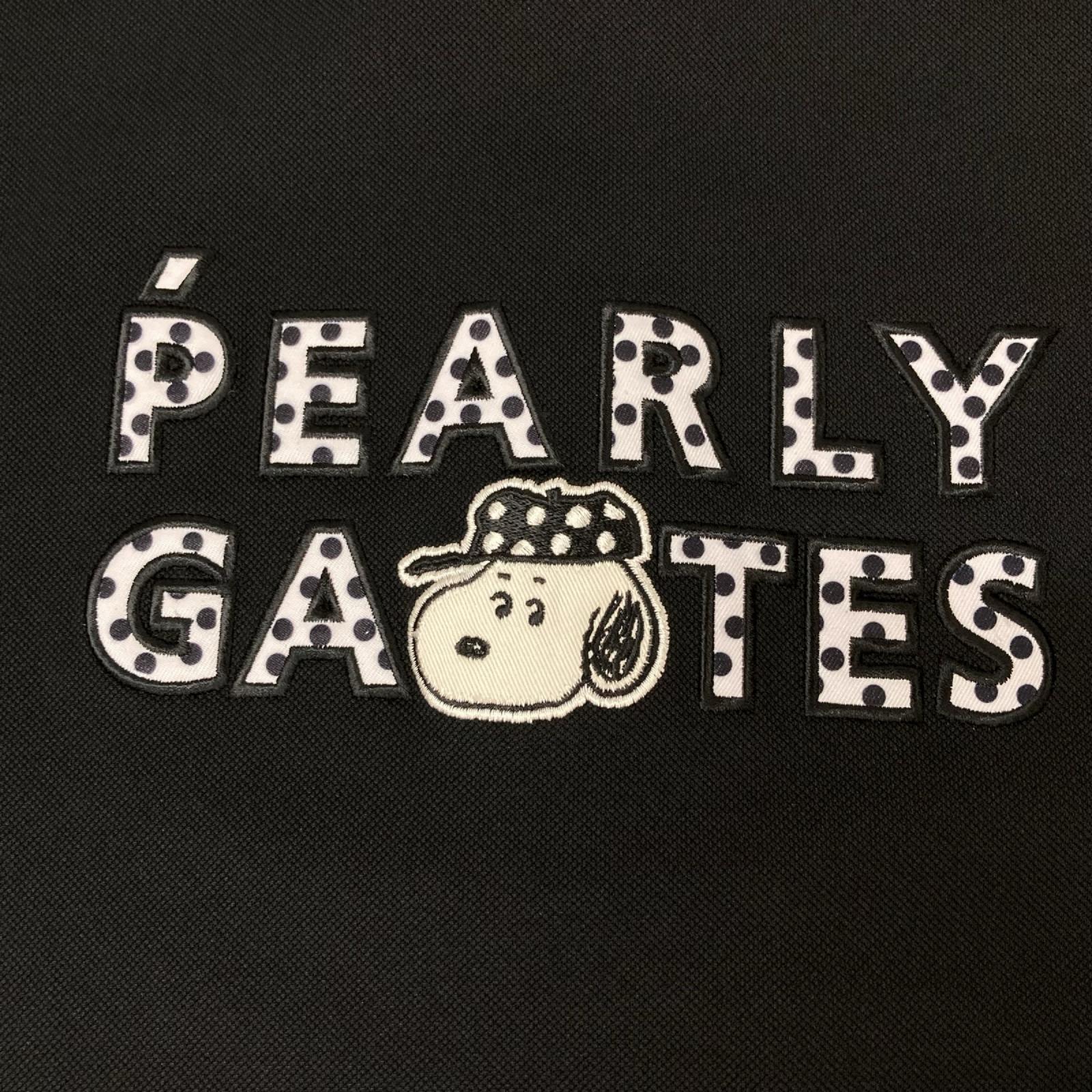 PEARLY GATES パーリーゲイツ 053-5260031 ×ピーナッツ スヌーピー刺繍 ブラック ポロシャツ トップス
