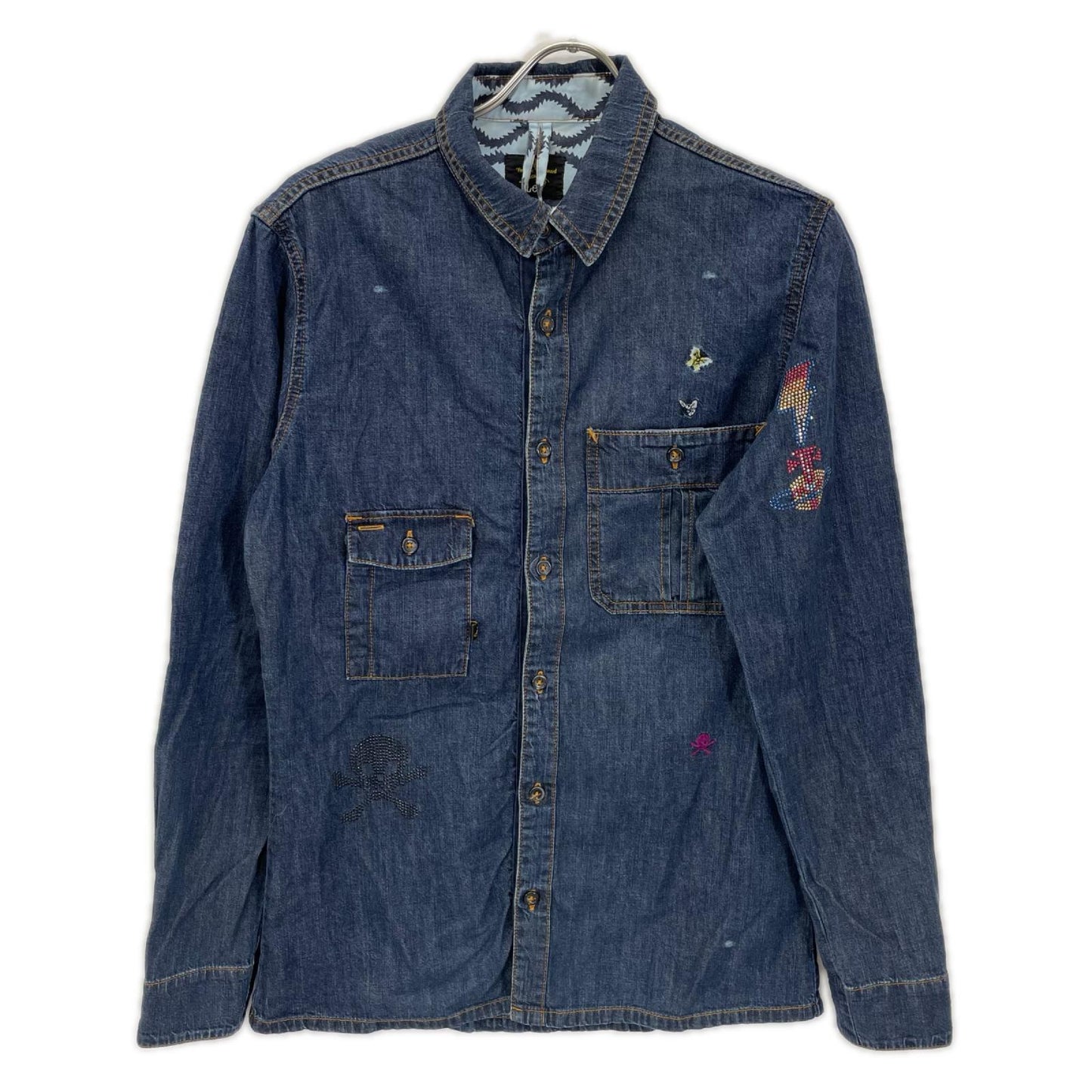 VivienneWestwood ANGLOMANIA ヴィヴィアンウエストウッドアングロマニア ×Lee オーブ スカル デニムシャツ ワンピース