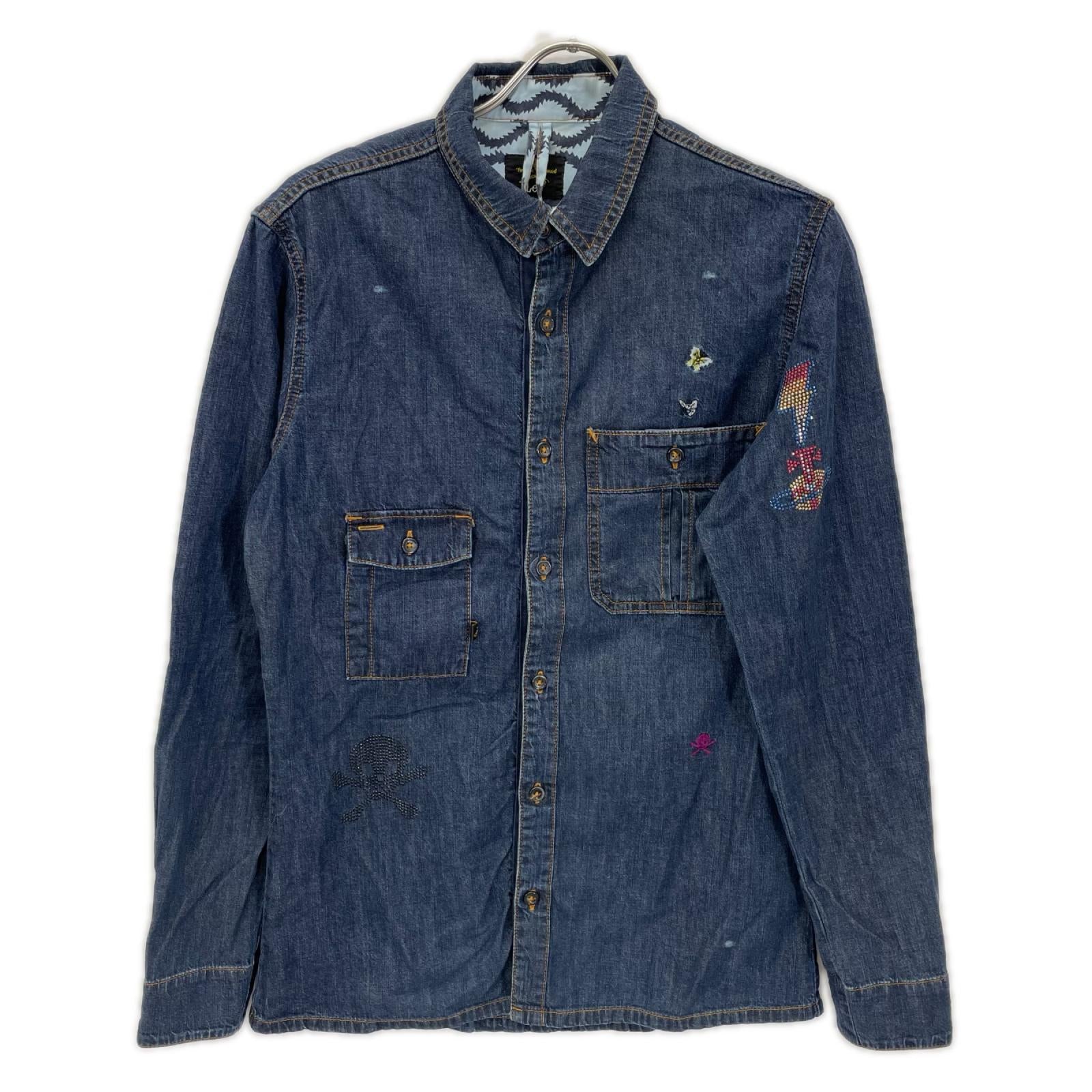 VivienneWestwood ANGLOMANIA ヴィヴィアンウエストウッドアングロマニア ×Lee オーブ スカル デニムシャツ ワンピース