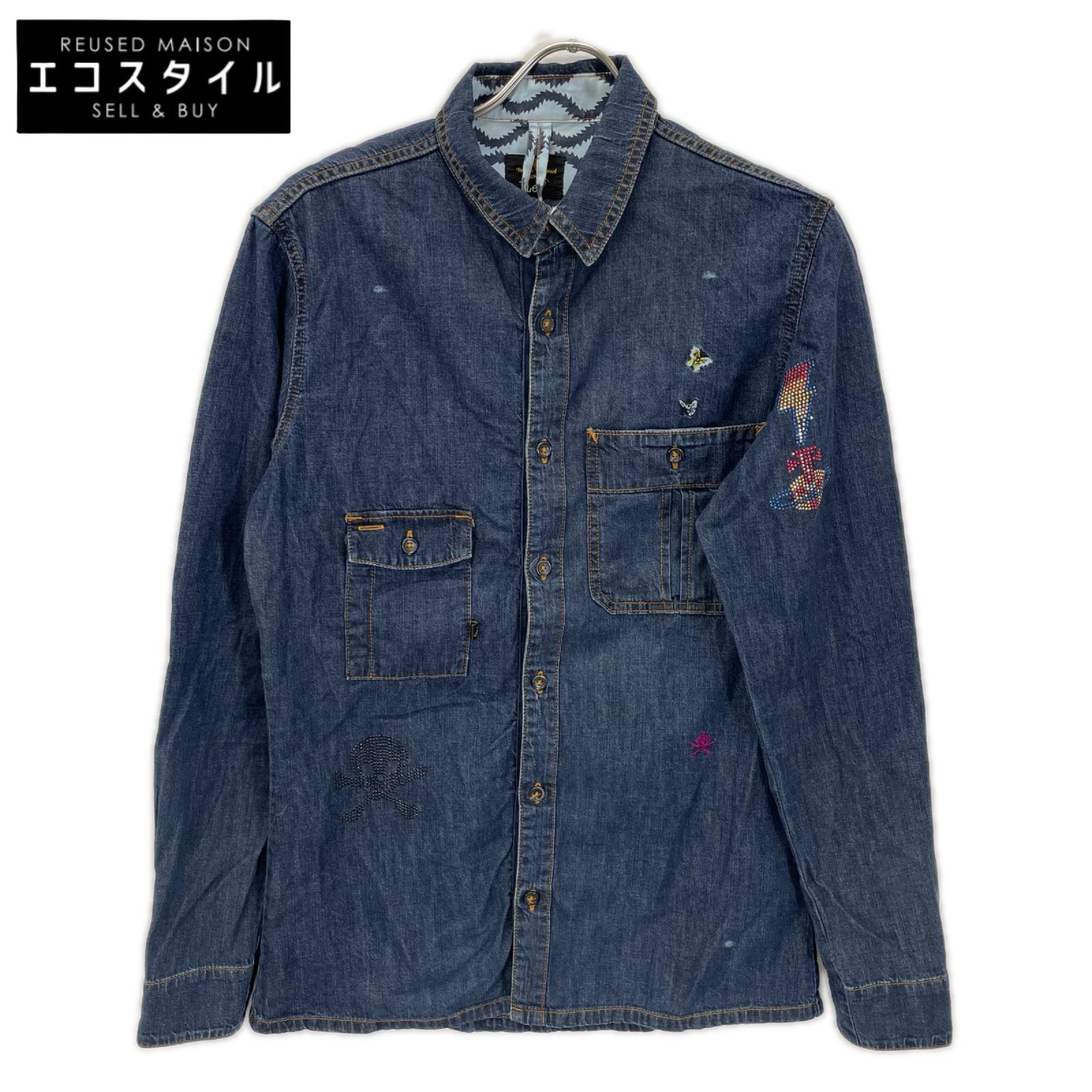 VivienneWestwood ANGLOMANIA ヴィヴィアンウエストウッドアングロマニア ×Lee オーブ スカル デニムシャツ ワンピース