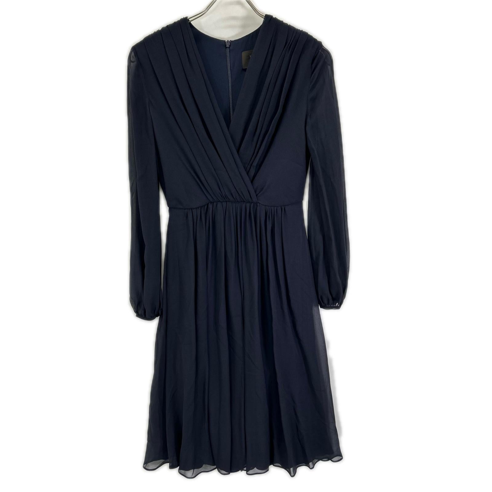 Max Mara マックスマーラ 822123876 ネイビー カシュクール シアースリーブ シルクワンピース ワンピース