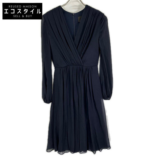 Max Mara マックスマーラ 822123876 ネイビー カシュクール シアースリーブ シルクワンピース ワンピース