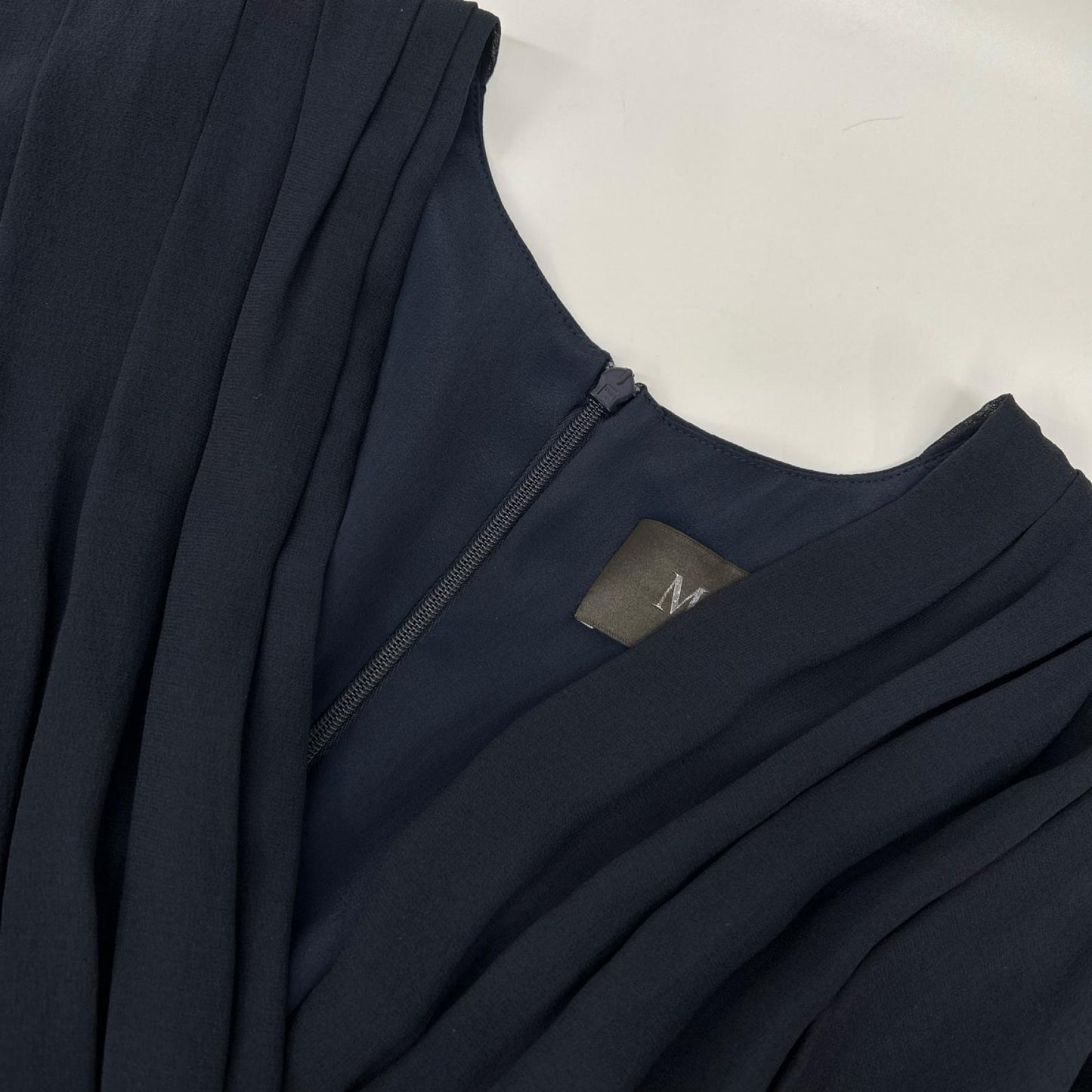 Max Mara マックスマーラ 822123876 ネイビー カシュクール シアースリーブ シルクワンピース ワンピース