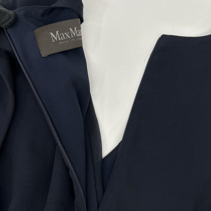 Max Mara マックスマーラ 822123876 ネイビー カシュクール シアースリーブ シルクワンピース ワンピース