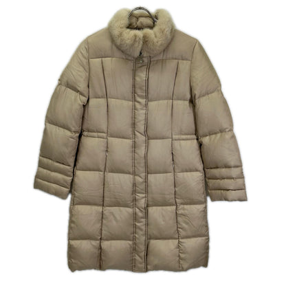 Max Mara マックスマーラ ベージュ ミンクファーカラー 中綿 シルクコート コート
