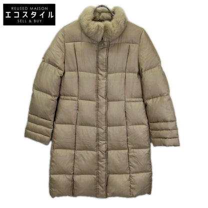 Max Mara マックスマーラ ベージュ ミンクファーカラー 中綿 シルクコート コート