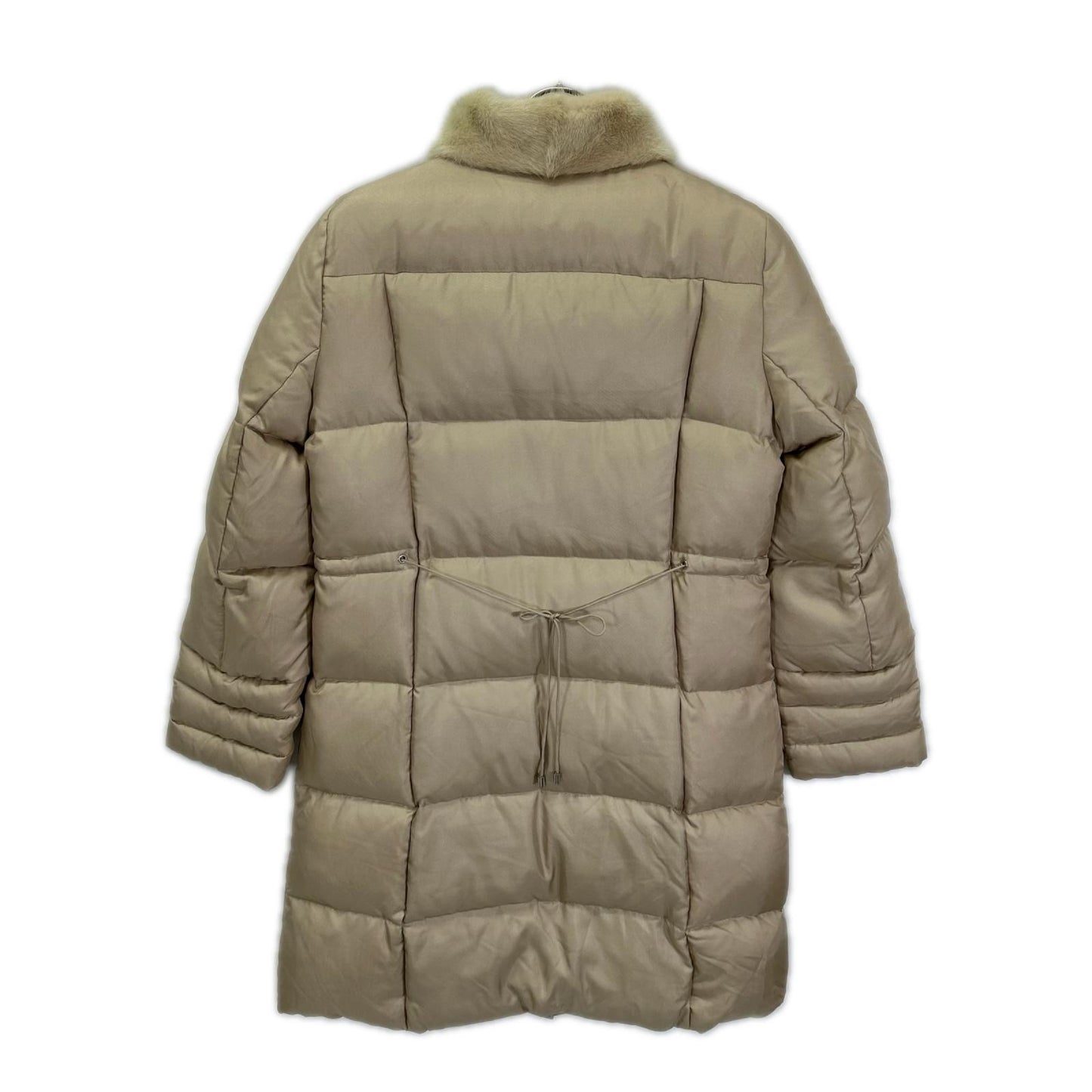 Max Mara マックスマーラ ベージュ ミンクファーカラー 中綿 シルクコート コート