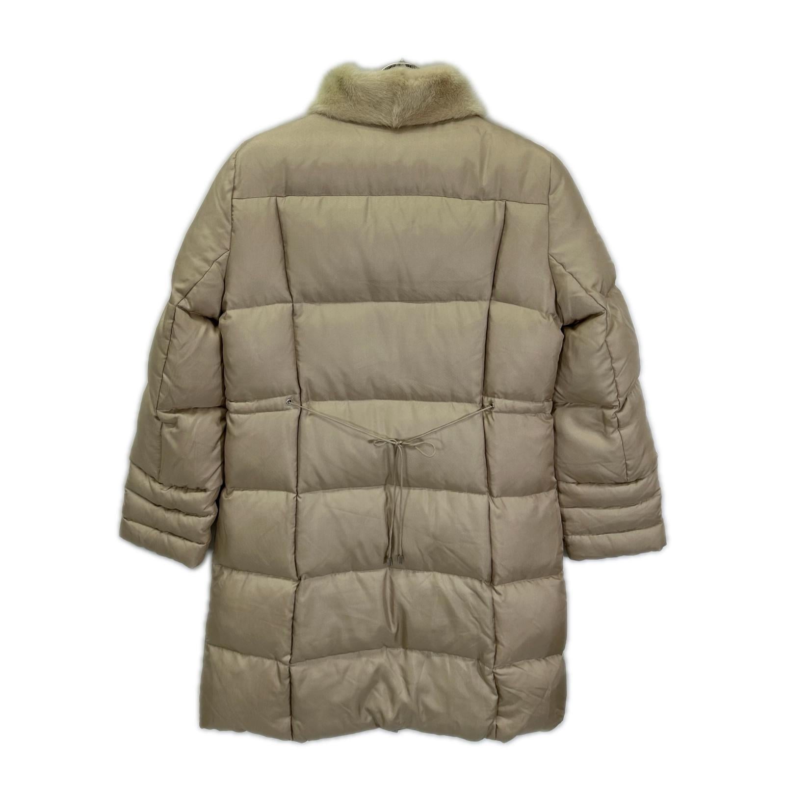 Max Mara マックスマーラ ベージュ ミンクファーカラー 中綿 シルクコート コート