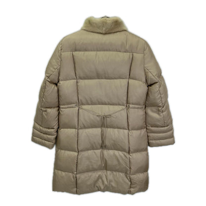 Max Mara マックスマーラ ベージュ ミンクファーカラー 中綿 シルクコート コート