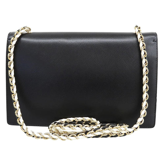 SalvatoreFerragamo サルバトーレフェラガモ 美品 ヴァラリボン チェーンバッグ ショルダーバッグ レディース ブラック/ホワイト ショルダーバッグ