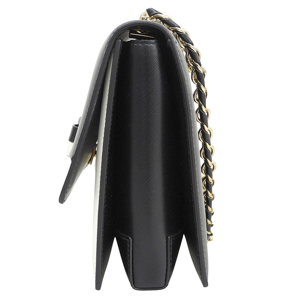 SalvatoreFerragamo サルバトーレフェラガモ 美品 ヴァラリボン チェーンバッグ ショルダーバッグ レディース ブラック/ホワイト ショルダーバッグ
