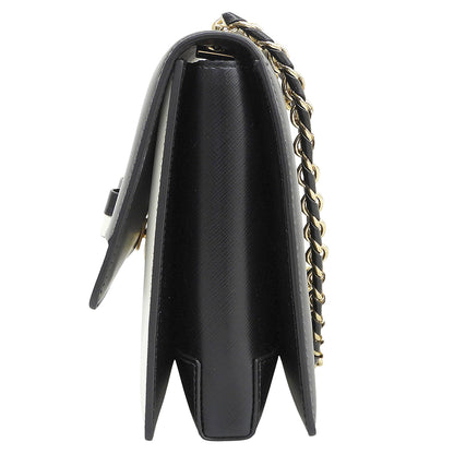 SalvatoreFerragamo サルバトーレフェラガモ 美品 ヴァラリボン チェーンバッグ ショルダーバッグ レディース ブラック/ホワイト ショルダーバッグ