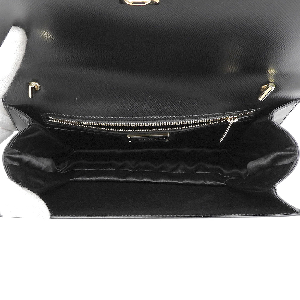 SalvatoreFerragamo サルバトーレフェラガモ 美品 ヴァラリボン チェーンバッグ ショルダーバッグ レディース ブラック/ホワイト ショルダーバッグ
