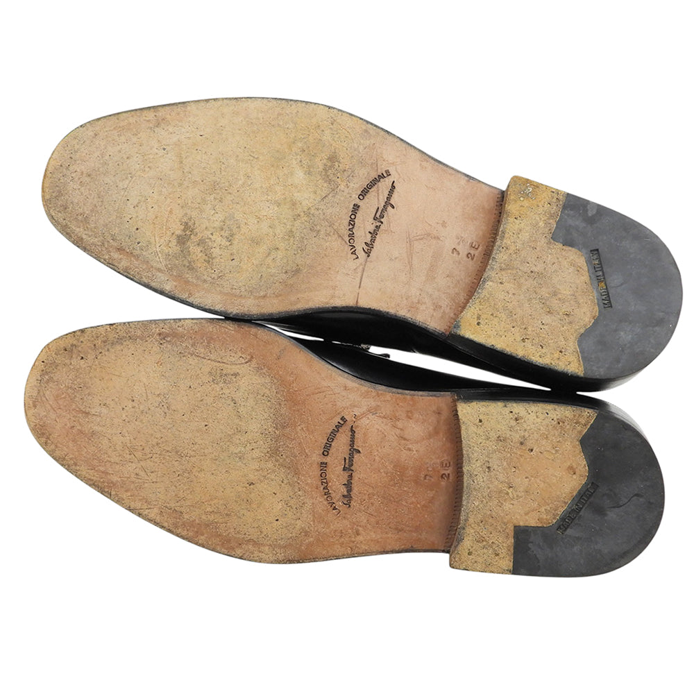 SalvatoreFerragamo サルバトーレフェラガモ コインローファー シューズ メンズ ブラック 7.5 2E シューズ