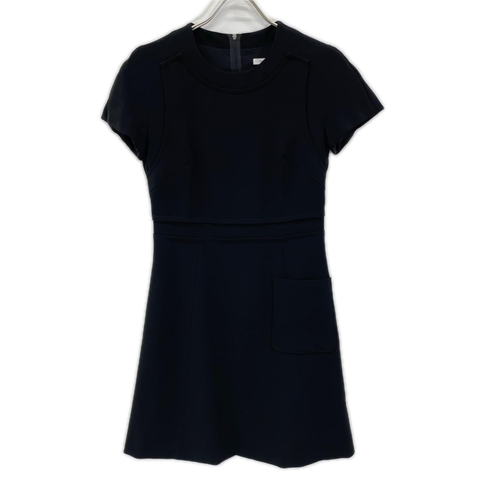 FOXEY NEW YORK フォクシーニューヨーク 36081 ブラック トップステッチド ショートスリーブ ミニドレス ワンピース
