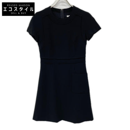 FOXEY NEW YORK フォクシーニューヨーク 36081 ブラック トップステッチド ショートスリーブ ミニドレス ワンピース