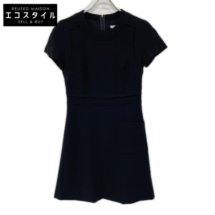 FOXEY NEW YORK フォクシーニューヨーク 36081 ブラック トップステッチド ショートスリーブ ミニドレス ワンピース