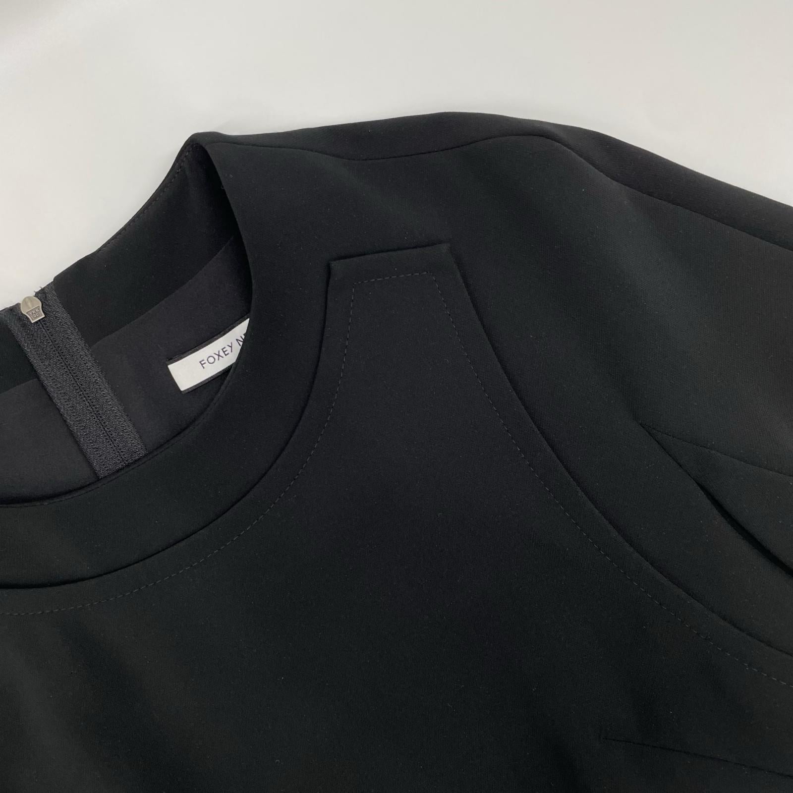 FOXEY NEW YORK フォクシーニューヨーク 36081 ブラック トップステッチド ショートスリーブ ミニドレス ワンピース