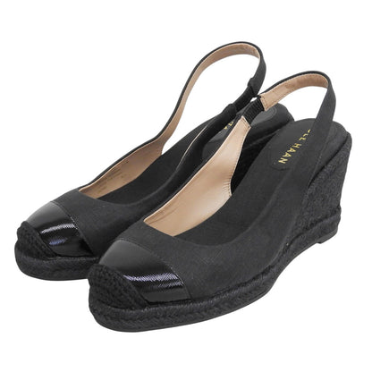 COLE HAAN コールハーン 美品 クラウドフィール エスパドリーユ ウェッジパンプス シューズ レディース 黒 ブラック 5 1/2B W26929 シューズ