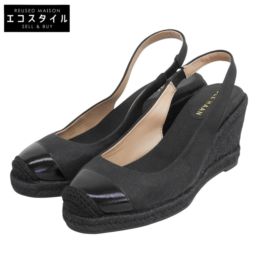 COLE HAAN コールハーン 美品 クラウドフィール エスパドリーユ ウェッジパンプス シューズ レディース 黒 ブラック 5 1/2B W26929 シューズ